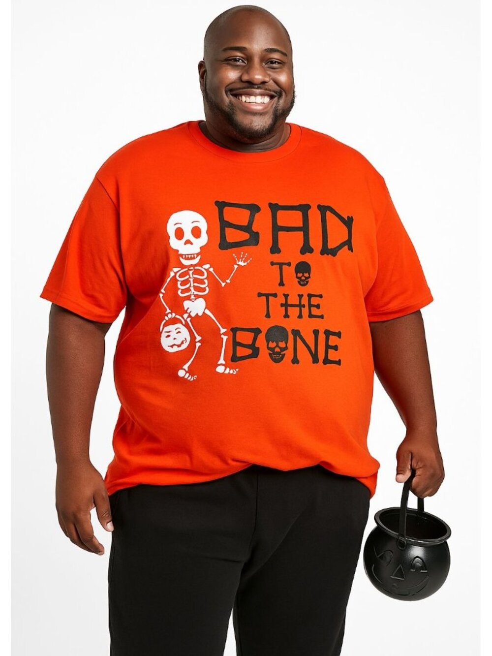 Skeleton Graphic Halloween Tee Sz 2XL Bad To The Bone Orange Shirt - Picture 2 of 9